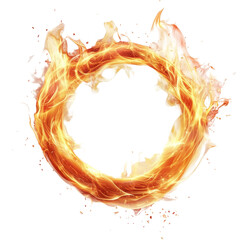 Realistic round flames create a fiery circle against a transparent background, symbolizing energy and warmth, Realistic tworound fire flame transparent background. Round fire flame transparent