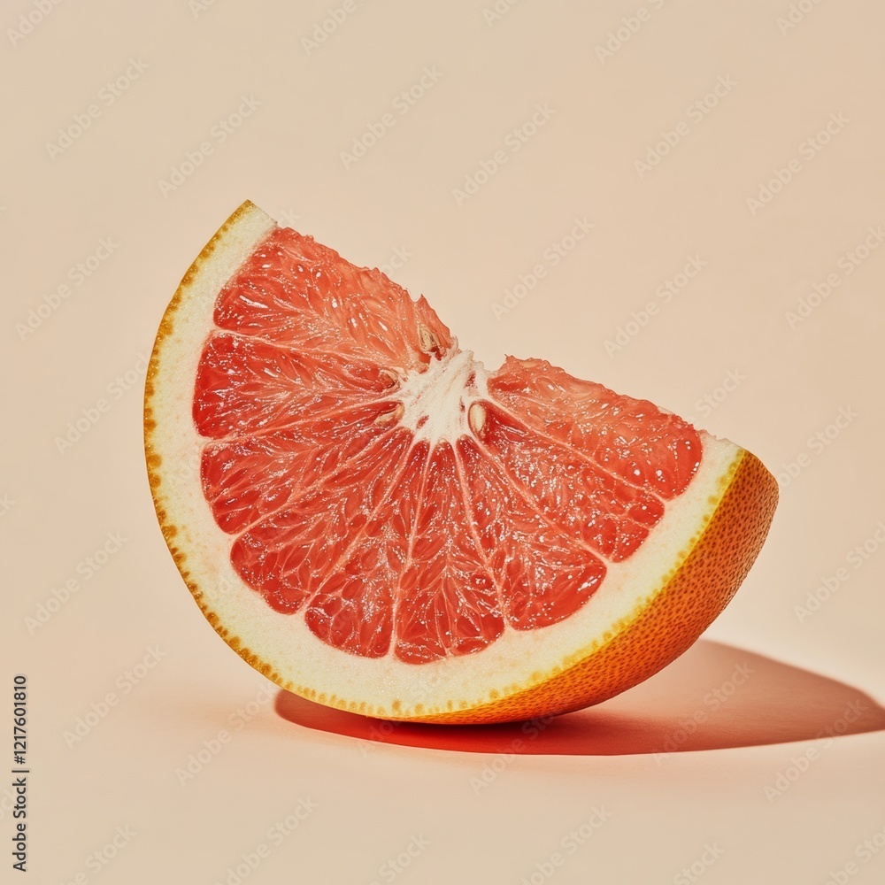 Poster intricate slice of pomelo with unique textures and soft lighting