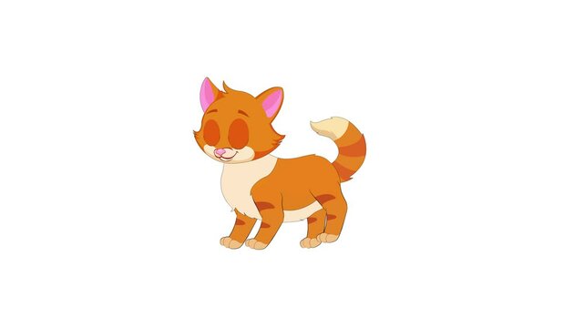 Cat 2d character walking. Animal animation.