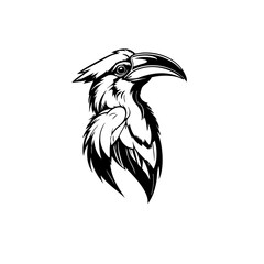 Obraz premium Great Hornbill Bird Vector Logo Design