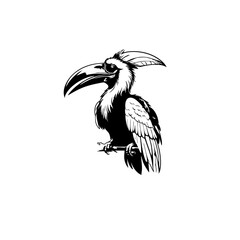Obraz premium Great Hornbill Bird Vector Logo Design