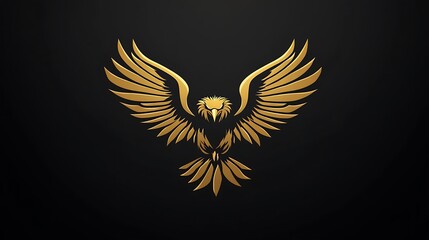 Stylized golden eagle painting featuring radiant feathers against deep black