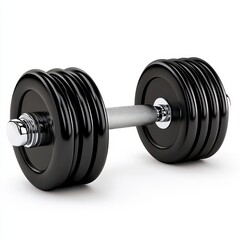 Naklejka premium Black Dumbbell on White Background Fitness and Strength Training