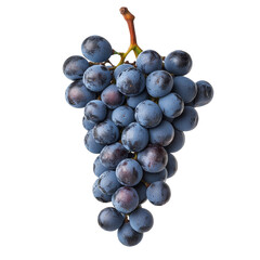 Fototapeta premium A beautiful bunch of dry blue grapes isolated on a transparent background for culinary exploration, Blue grapes dry bunch isolated on transparent background