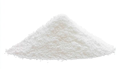 Obraz premium White powder in a conical heap on a plain background with ample copy space for text insertion.