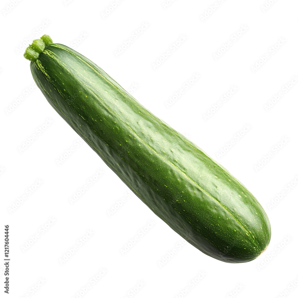 Poster fresh green cucumber displayed on a clean transparent background showcasing its smooth texture and v