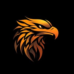 Obraz premium Golden eagle design showcasing polished wings against a dark backdrop