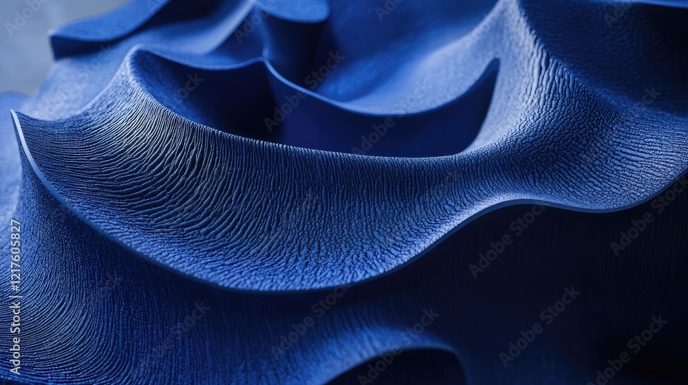 Poster abstract close-up of textured dark blue surface with flowing wave patterns and copy space for text i