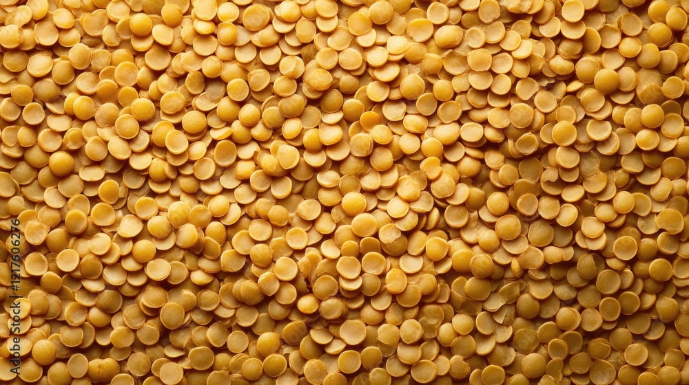 Poster yellow lentils background texture with a multitude of small round shapes providing ample copy space 