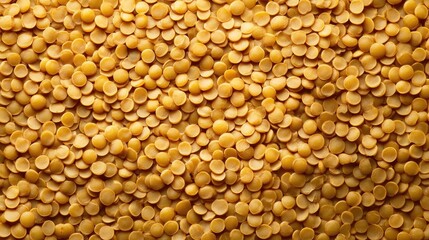 Fototapeta premium Yellow lentils background texture with a multitude of small round shapes providing ample Copy Space for text placement.