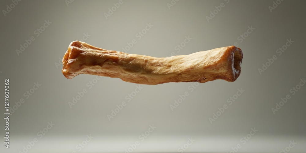 Poster high detail render of a floating rawhide chew for pets