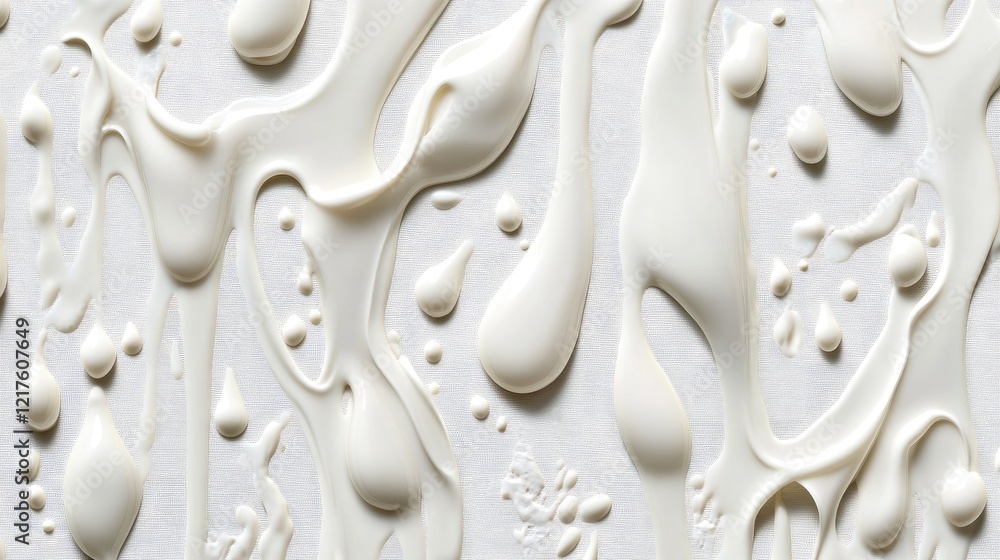 Poster abstract close-up of white paint dripping and pooling on a textured surface with copy space for desi