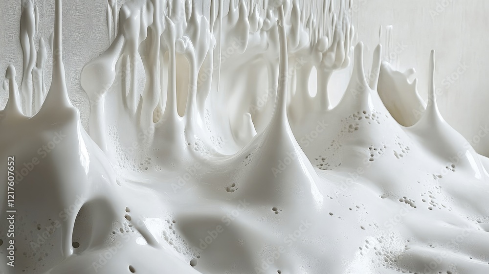 Poster abstract white liquid texture with glossy surface and flowing shapes suitable for background use wit