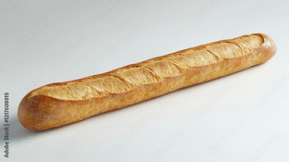 Poster realistic freshly baked baguette on a neutral background with copy space for text or design elements