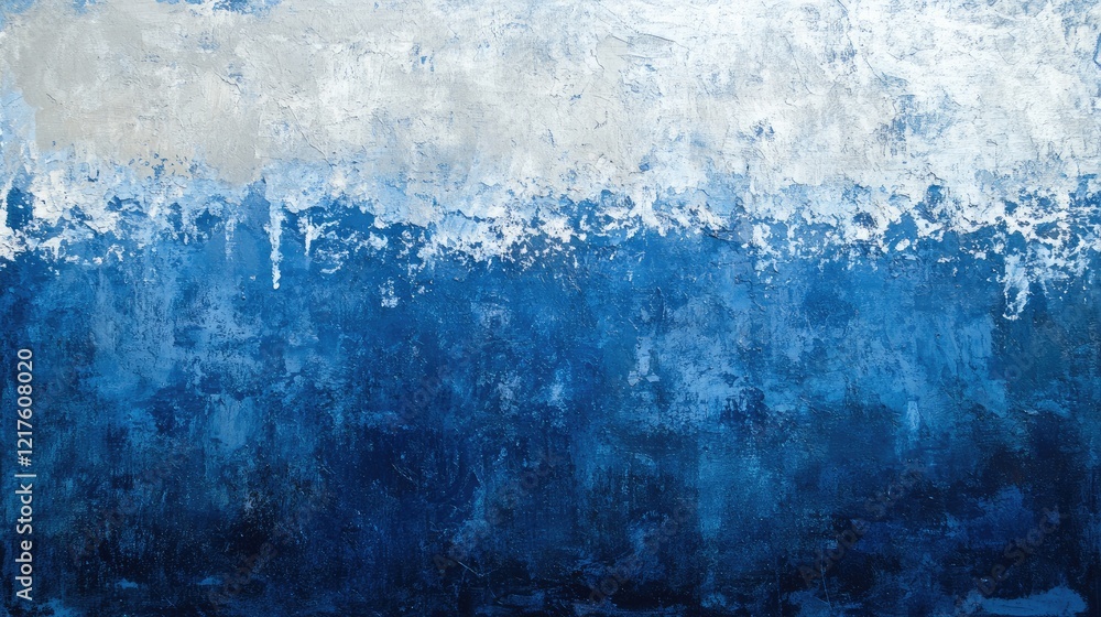 Poster abstract textured background with blue gradients and white top section featuring drips and splatters