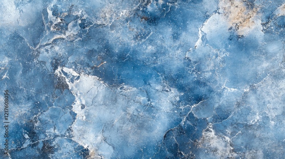 Poster blue marble textured background with abstract patterns and copy space