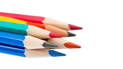 Fototapeta premium Vibrant Colored Pencils on White Background