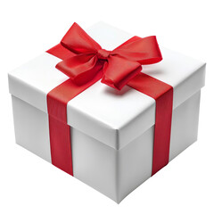 Elegant transparent gift box with a bright red bow isolated against a clean transparent background for festive celebrations, Elegant transparent Gift Box with Red Ribbon isolated on transparent