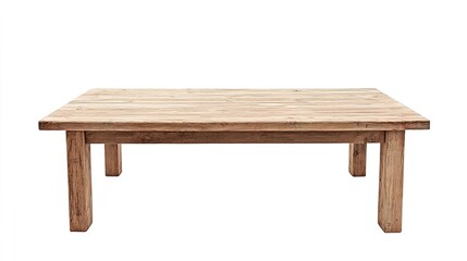 Fototapeta premium Rustic Wooden Table Isolated on White Background for Interior Design
