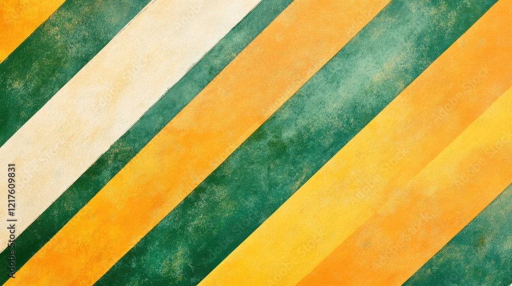 Aufkleber abstract diagonal stripes in green, yellow and white with textured background and copy space for des