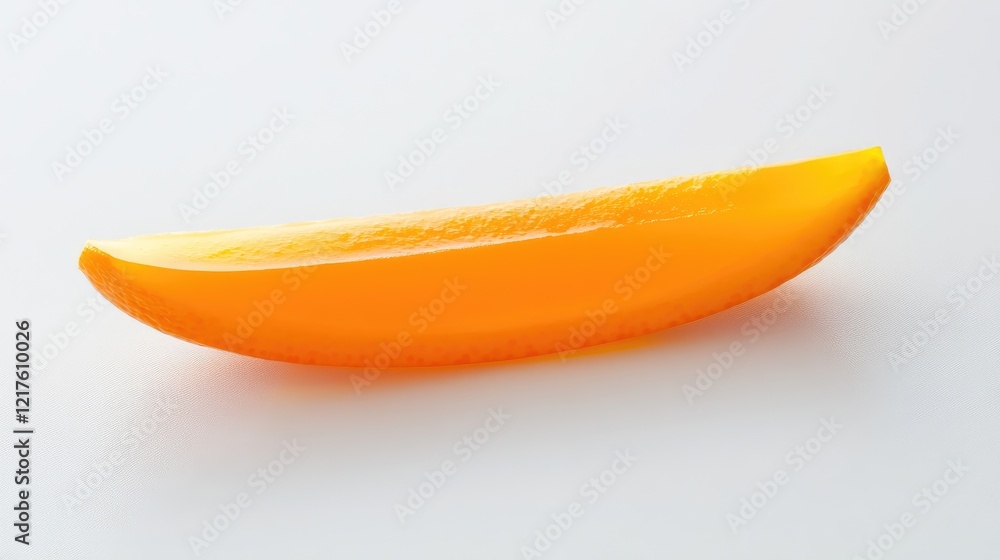 Aufkleber bright orange slice of fruit on a white background with ample copy space for text placement.