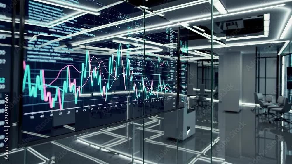 Poster data analytics and visualization in a modern office with dynamic graphs and charts