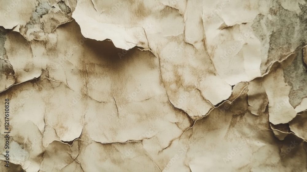 Aufkleber wrinkled and crumpled paper texture background with subtle brown stains and copy space for text plac