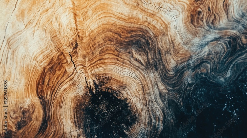 Poster abstract close-up of wooden surface displaying intricate grain patterns and textures in warm earthy 