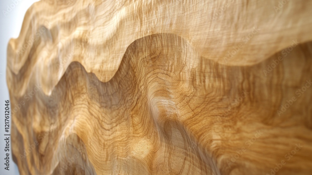 Poster close-up view of textured wooden surface showcasing intricate grain patterns and natural wavy design