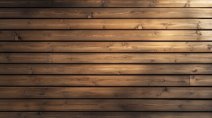Fototapeta premium Textured wooden wall background with horizontal planks in warm brown tones and natural grain detail Copy Space