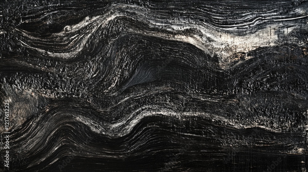 Poster abstract textured background with black and silver wavy lines over a dark surface featuring copy spa