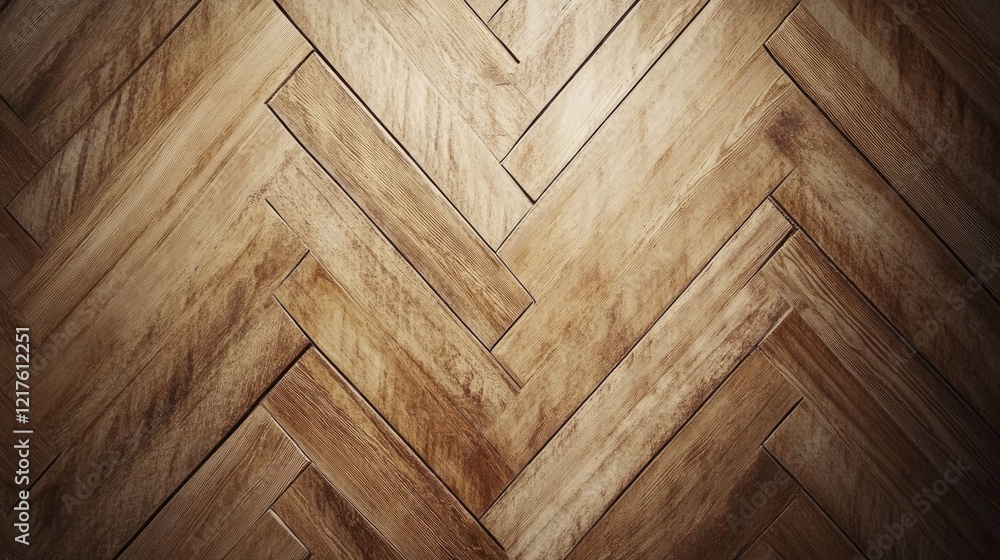 Poster herringbone pattern wooden floor with warm tones and rich textures featuring copy space for text pla