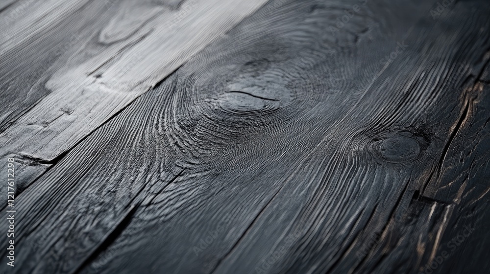 Poster textured black wooden surface with natural grain patterns and copy space for design applications.