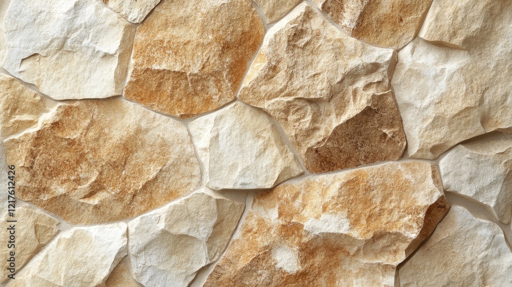 Poster textured wall surface made of natural stone slabs in earthy tones with visible variations and copy s