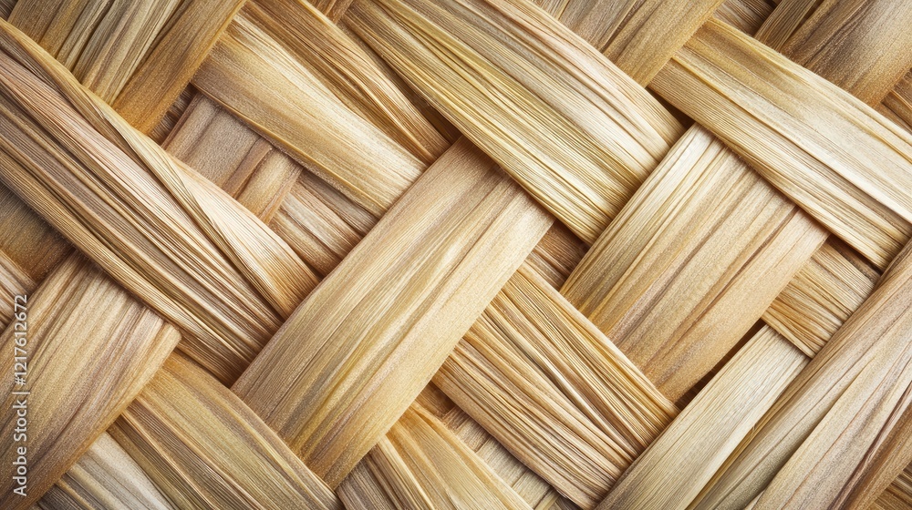 Poster natural woven texture background of straw or palm leaves with intricate patterns and warm tones suit