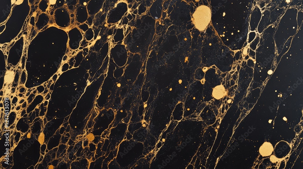 Poster abstract marble texture with golden and black patterns featuring fluid forms and copy space for text