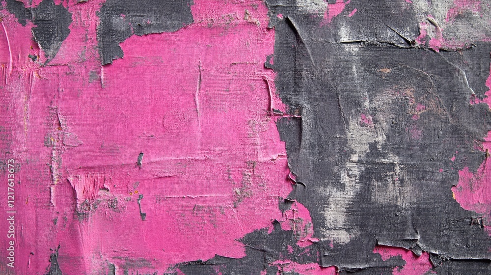 Poster textured abstract background with pink and gray layers of paint showing brush strokes and imperfecti