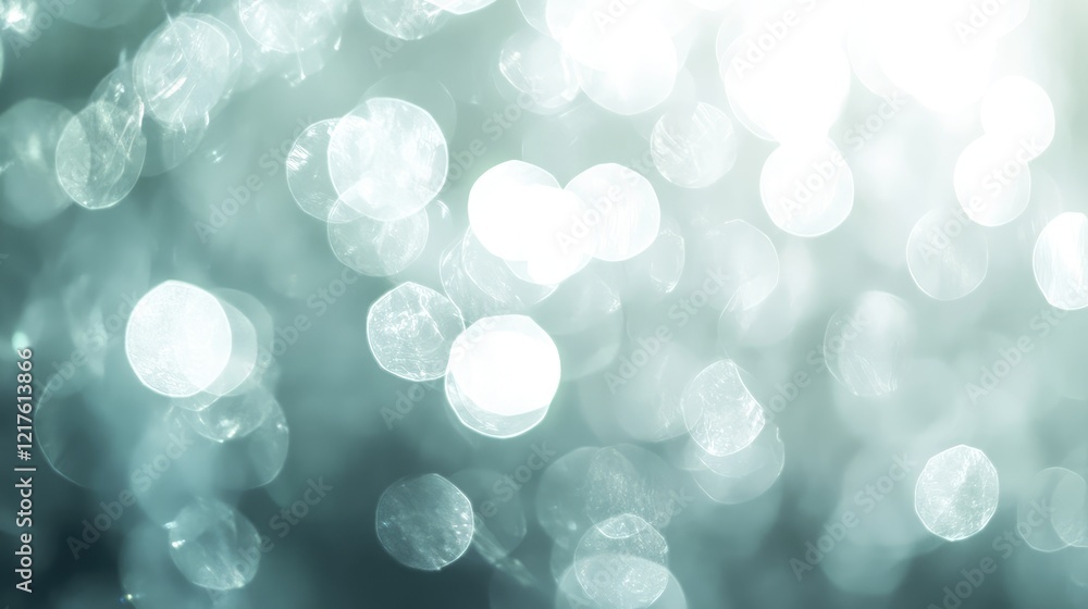 Poster soft focus bokeh background in teal and white tones with copy space for text or graphics