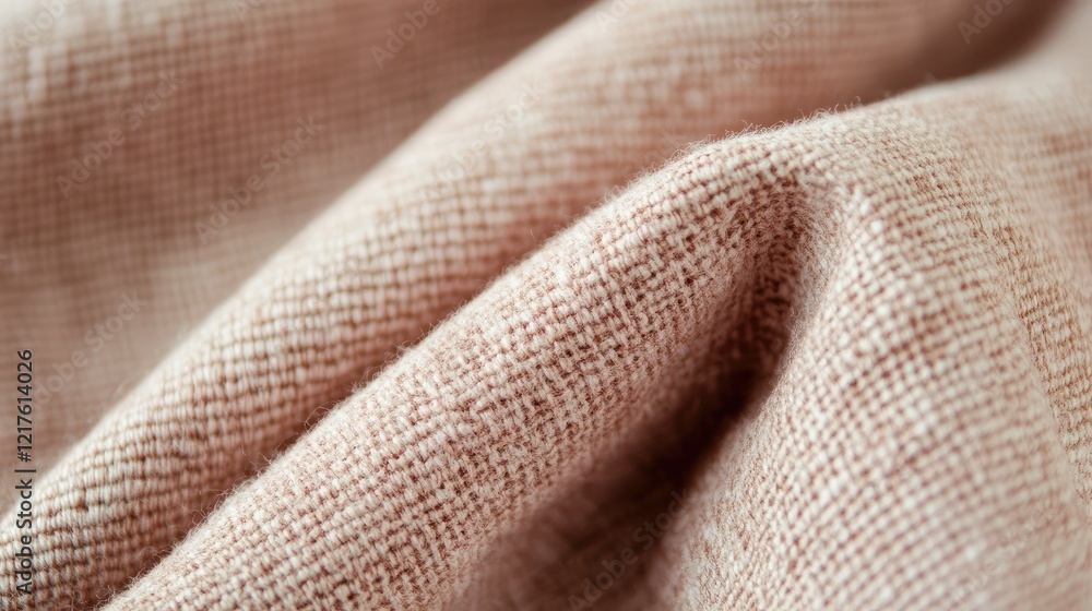 Poster close-up of textured beige fabric with soft folds and wrinkles showing intricate weave pattern ideal