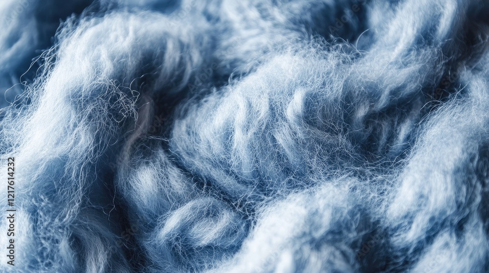 Poster soft blue textured fabric wool close-up with detailed fiber patterns providing background copy space