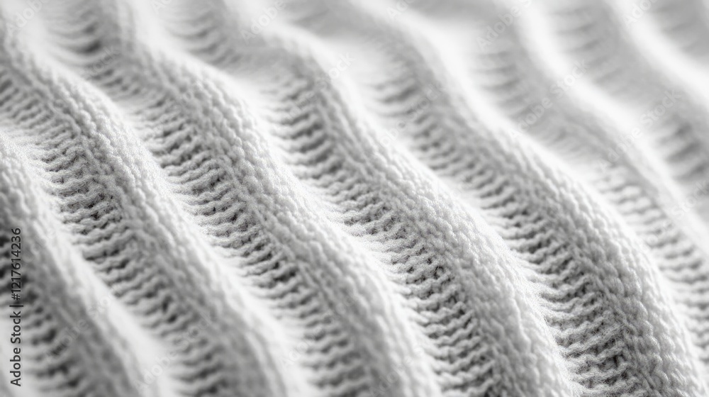 Poster close-up view of textured white fabric showing wave patterns with soft fibers and detailed stitching