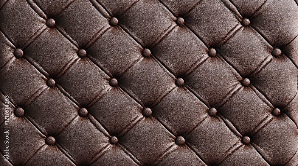 Poster brown tufted leather texture with buttons detailed pattern and copy space for design needs.