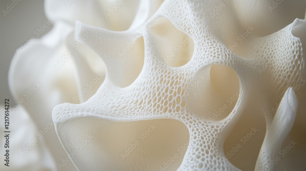 Poster intricate close-up of textured white coral structure with organic patterns and smooth surface detail