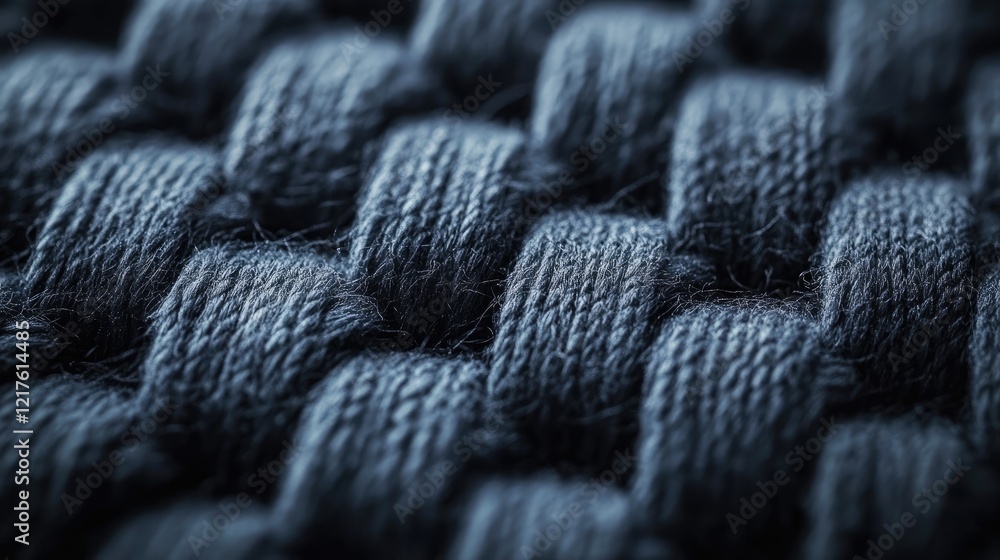 Poster close-up of woven dark fabric texture with intricate pattern and soft fibers providing ample copy sp