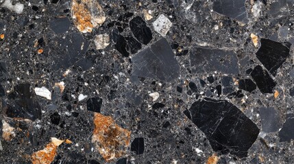 Granite stone surface texture with multicolored minerals and geological patterns ideal for backgrounds or design purposes Copy Space