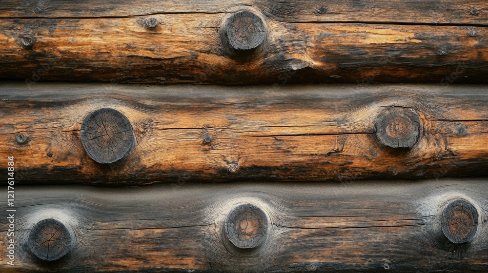Poster wooden logs background texture with knots and natural grain pattern ideal for rustic design copy spa