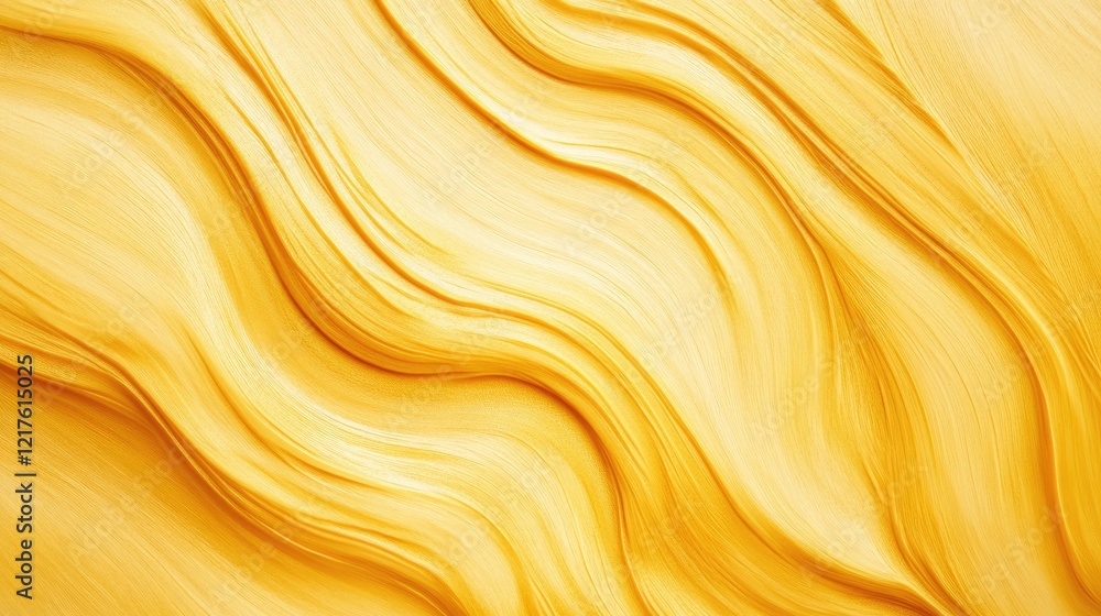 Poster yellow wavy abstract background with smooth flowing lines and copy space for text placement