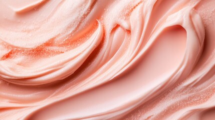 Obraz premium Close-up of creamy pink texture with swirls and soft peaks ideal for beauty and skincare product backgrounds Copy Space
