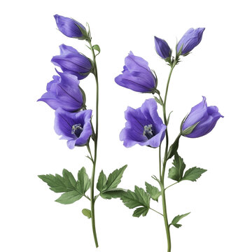 Fototapeta Elegant monkshood flowers arranged against a flat transparent background showcasing vibrant purple hues and lush greenery, Monkshood flowers flattransparent background