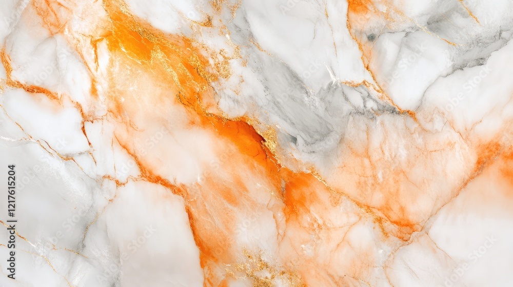Poster marble texture with white and orange veining suitable for backgrounds and design elements with copy 